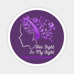 Her Fight Is My Fight Crohn's Disease Awareness, Purple Ribbon Magnet